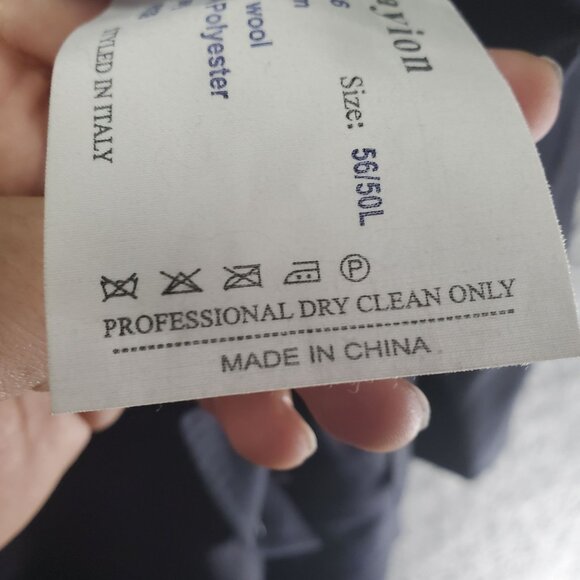 Tayion Suit Mens 56L 50x26 Navy Blue Gem Wool Suit Two Piece Set - Picture 6 of 14